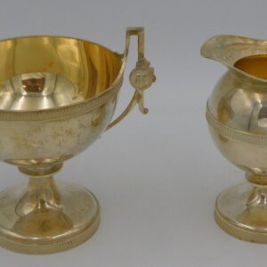 Gorham Medallion Pattern Coin Silver Creamer and Waste Bowl