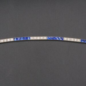 Platinum Diamond & Sapphire Bracelet by Unknown Artist