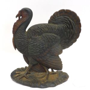 1920's Original Paint Oversized Cast Iron Turkey Doorstop by Unknown Artist