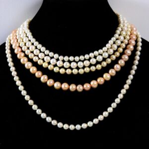 Five Strands of Cultured Pearls with 14K Gold Clasps