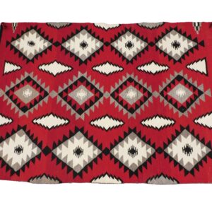 Navajo Rug by Unknown Artist. Mid 20th c. Geometric Diamond Design in Red