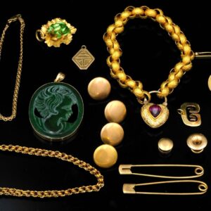 Gold Jewelry Collection Including Amethyst Bracelet by Unknown Artist - 18th-19th Century Auction Catalog.