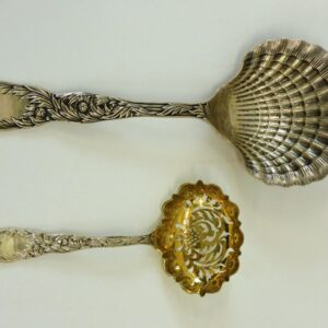 Tiffany Chrysanthemum Sterling Silver Bon-Bon Spoon and Serving Spoon