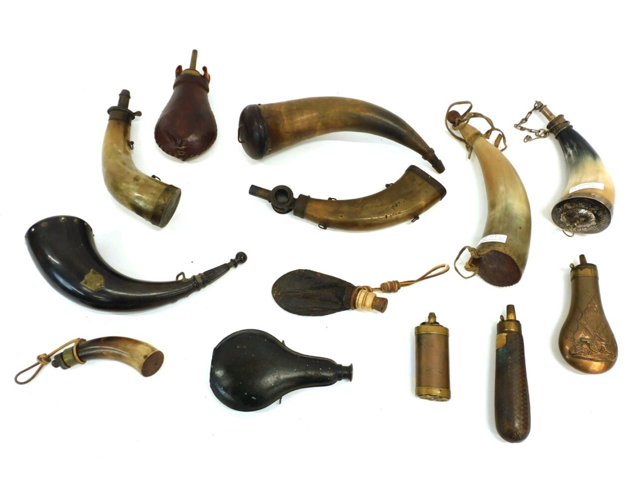 (13) Carved Powder Horns