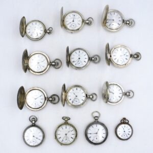 (13) Coin Silver Pocket Watches