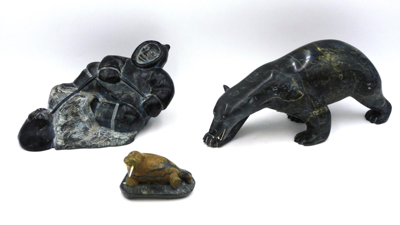 (3) Inuit Soapstone Carvings