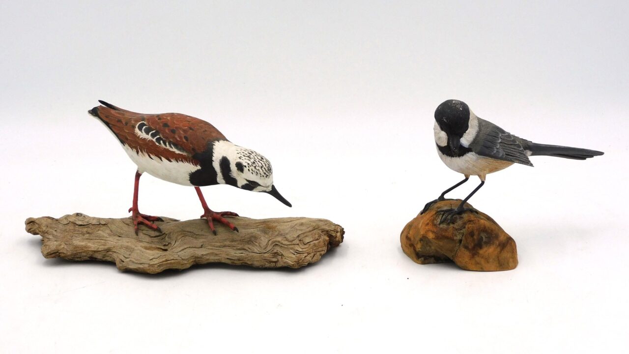 (2) Miniature Carved Wooden Shore Birds