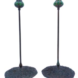 Pair of Tiffany Style Queen Anne Lace Candlesticks
