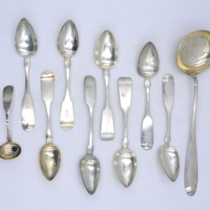 (11) Coin Silver Serving Pieces