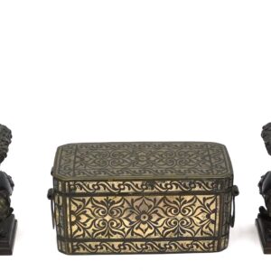 Chinese Bronze Candlesticks and Persian Spice Box
