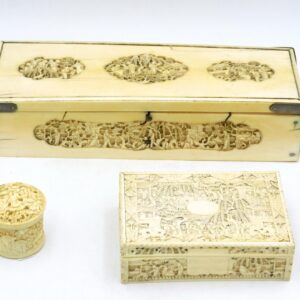 (3) Chinese Export Carved Boxes
