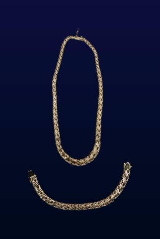 14kt Yellow Gold Tiffany Bracelet and Necklace Set